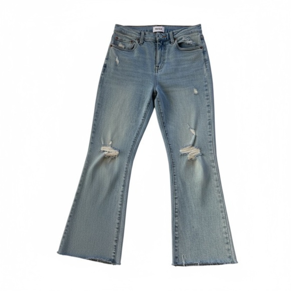 Pistola High Rise Distressed Cropped Flare Jeans